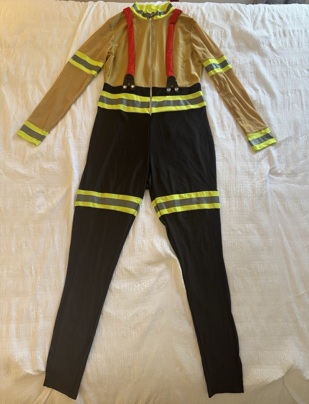 Adult Firefighter Costume Halloween Sexy Women's 10-12 Jumpsuit Bodysuit Cosplay
